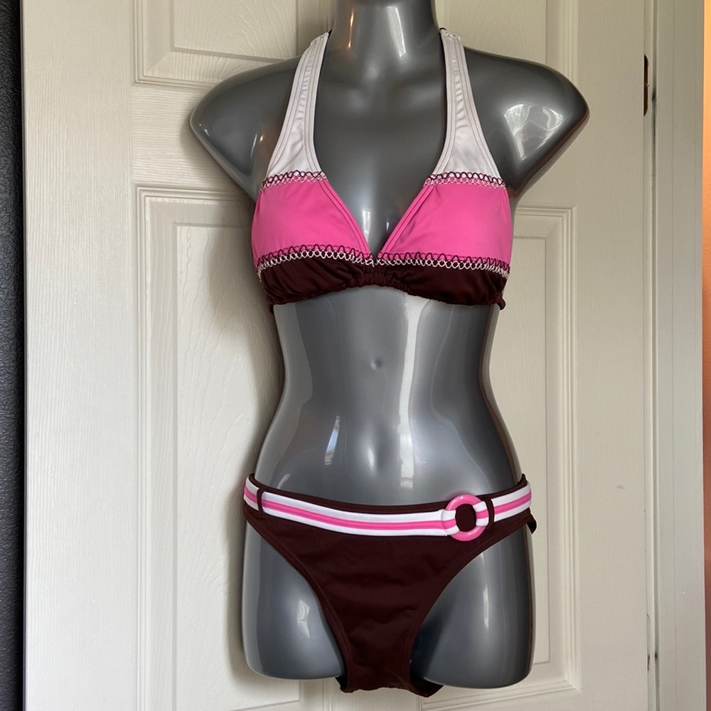 Hula Honey. Brown and pink bikini. Size M